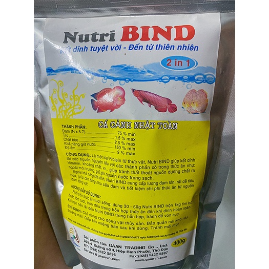 NUTRI BIND KẾT DÍNH TỰ NHIÊN TRỘN TÔM, TIM BÒ THỨC ĂN CHO CÁ 400G