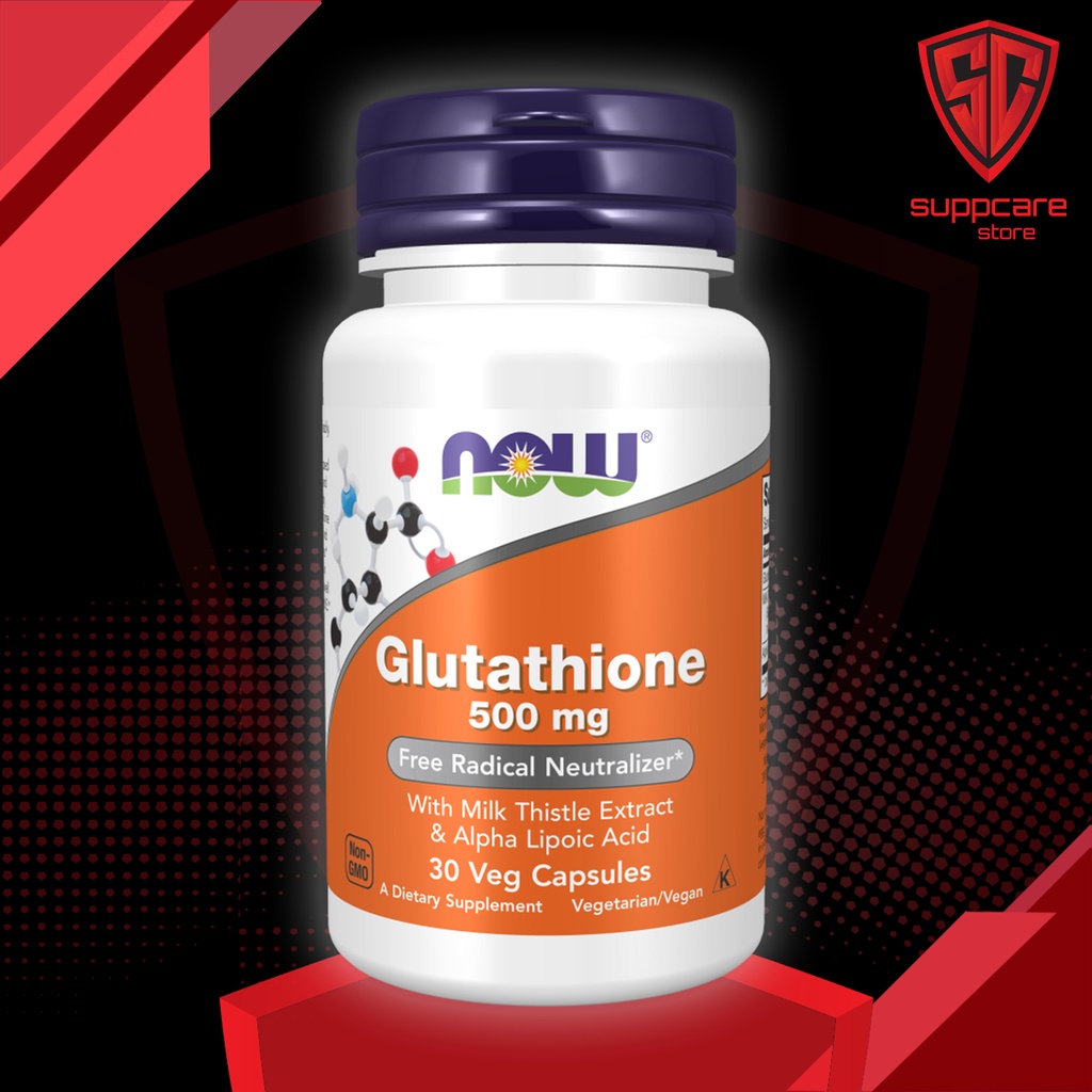 Viên Uống Trắng Da Nội Sinh | NOW Glutathione 500 mg with Milk Thistle Extract & Alpha Lipoic Acid