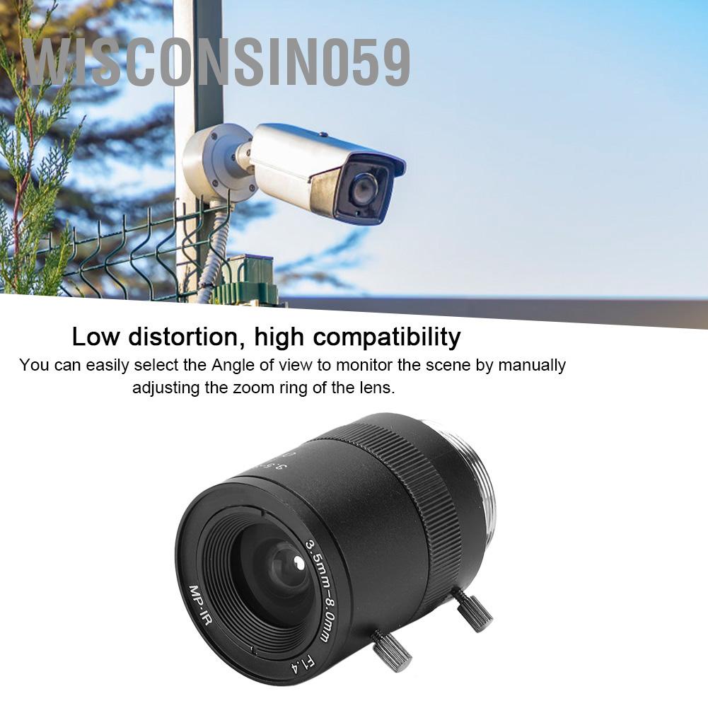 Wisconsin059 Hợp kim nhôm 3 5-8mm 720P CS- Ngàm F1.4 Camera quan sát Hướng dẫn sử dụng Ống kính khẩu độ