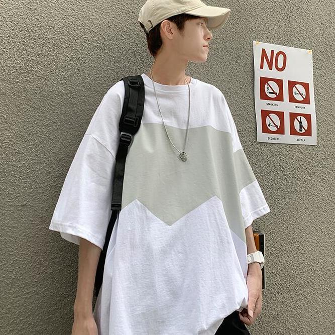 Áo Thun Cotton Tay Ngắn Màu Trơn Dáng Rộng Thời Trang Mùa Hè Phong Cách Hàn Quốc Cho Nam