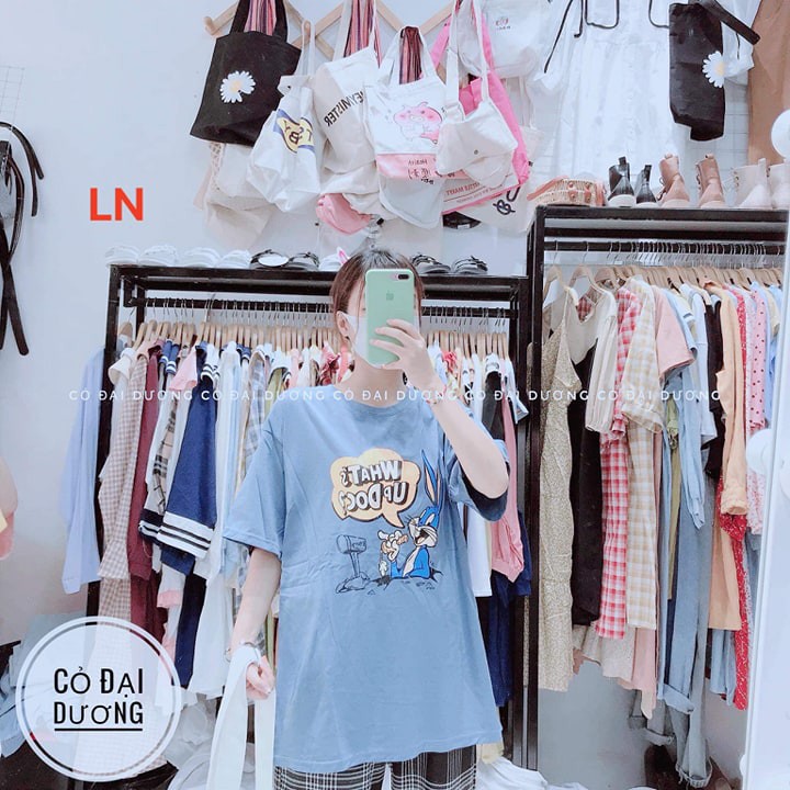 Áo phông thụng họa tiết thỏ hát siêu xinh