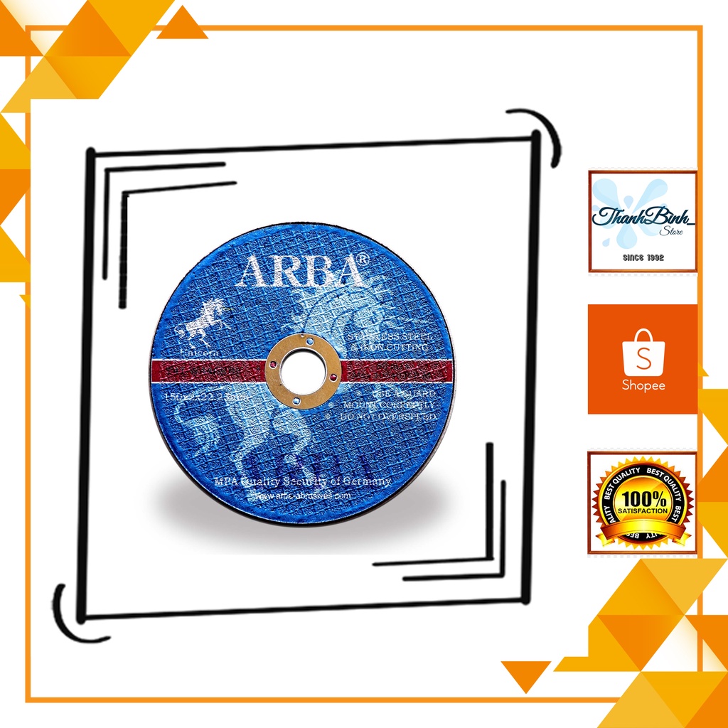 LƯỠI CẮT SẮT/ ĐÁ CẮT INOX MÁY CẦM TAY ARBA PHI 100MM- HÀNG CHÍNH HÃNG