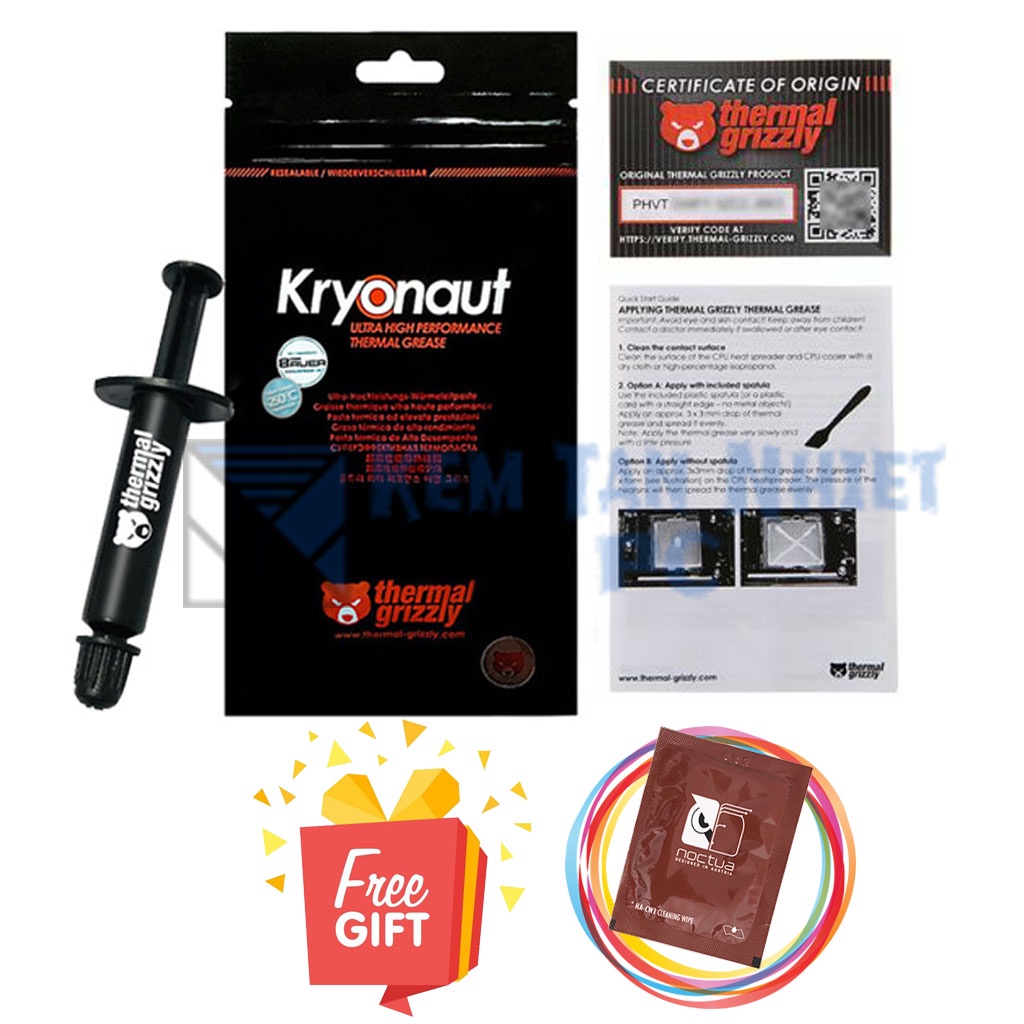 Keo Tản Nhiệt Thermal Grizzly Kryonaut 1g Làm Mát Cpu | Gpu - Chính Hãng