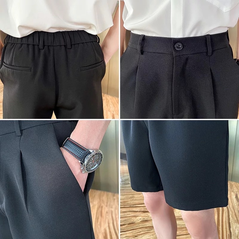 Quần Short Nam Nữ Tây Âu Lưng Thun T-A-N Phong Cách Hàn Quốc QST01 Vải Siêu Đẹp Màu Đen ảnh thật