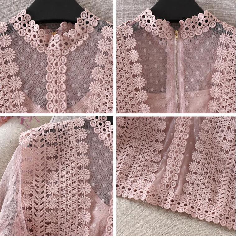Cổ Phiếu Sẵn Sàng |Bảng Phấn Mắt 7 Màu Sắc|1size| Set 2 Món Áo Lưới Phối Áo Lưới Tay Loe Phối Áo Ren Thời Trang Xinh Xắn Cho Nữ