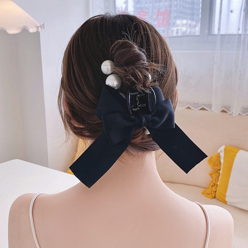 (0697) Kẹp Tóc Nhựa Đính Nơ To Hàn Quốc Xu Hướng
