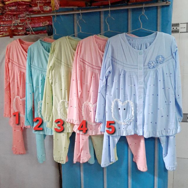 Đồ bộ tay dài cài nút thun cotong (55-65kg)