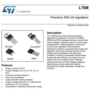 IC ổn áp L78M05CDT 78M05 5V 0.5A TO-252 chính hãng ST [HTE Quy Nhơn CN2]