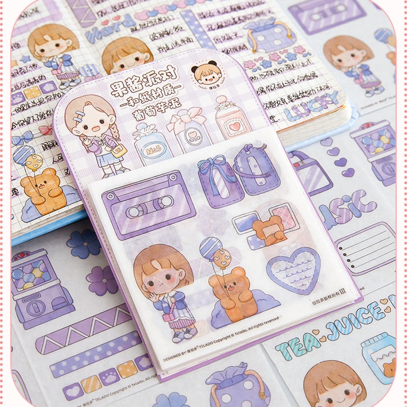 ⭐ iLado ⭐【10PCS】 Không Thấm Nước Nhãn telado Hình Dán Cute Sticker Dễ Thương Tập Vở Sổ Sticker Trang Trí Sổ Hình Dán Sticker Trang Trí Sổ Dán Sổ Lưu Trữ Sticker Hiểm Bộ Sticker Nhãn Dán Sổ Chiết Lưu Trữ
