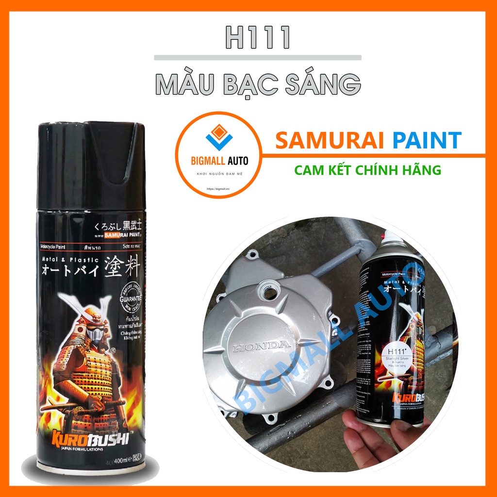 Sơn xịt Samurai màu Bạc - H111 (400 ml)