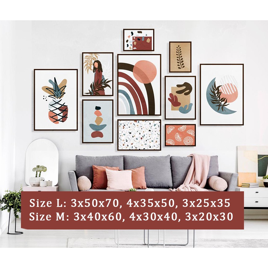 SET 10 TRANH TREO TƯỜNG PHÒNG KHÁCH - 🔥TIỆM TRANH 91🔥 - TRANH CANVAS Bắc Âu, tranh trang trí decor, tặng kèm đinh treo