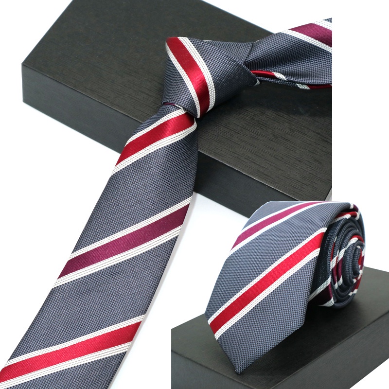 Cà Vạt Lụa Ôm Dáng Họa Tiết Chấm Bi / Kẻ Sọc / Chấm Bi 6CM Chất Lượng Cao Cho Chú Rể