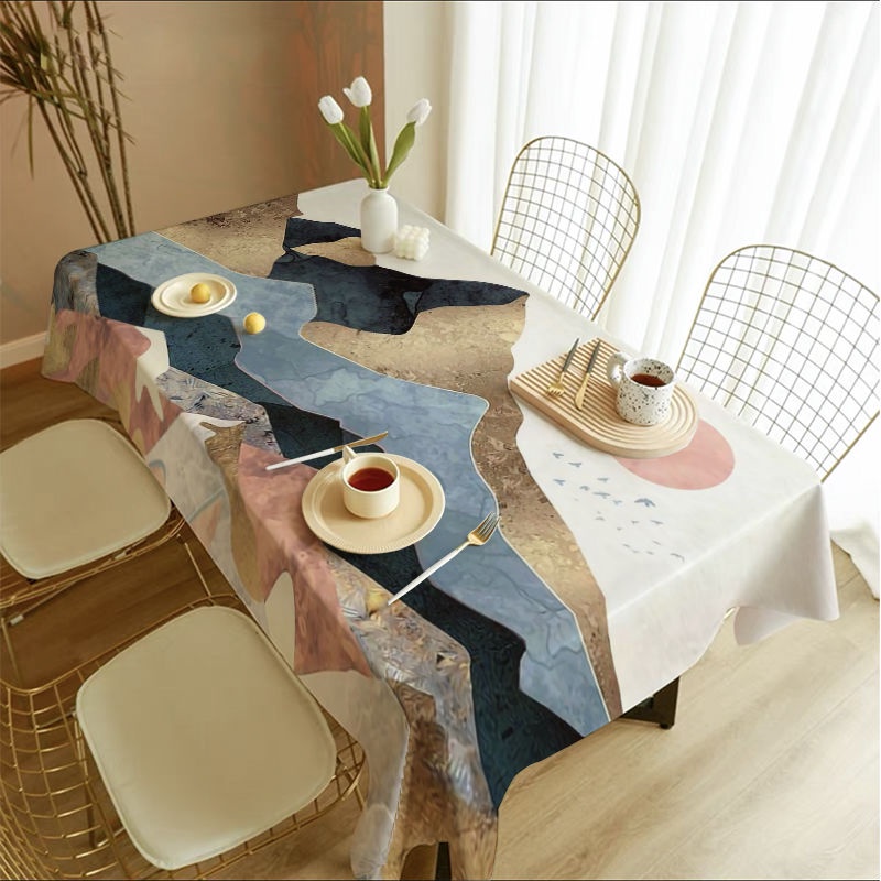 Phong Cách Bắc âu Khăn Trải Bàn Hình Chữ Nhật Sơn Mô Hình Núi Khăn Trải Bàn ánh Sáng Nhà Sang Trọng Khăn Trải Bàn Phòng Khách Cà Phê Khăn Trải Bàn