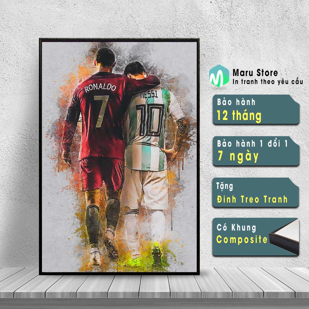 Tranh Cầu Thủ Bóng Đá Messi và Ronaldo The Phong Cách Vẽ