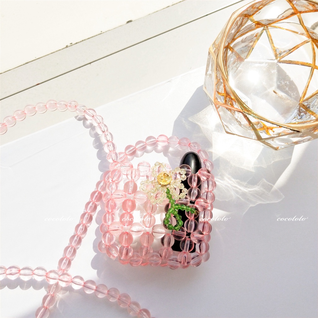 Túi xách đính cườm trong suốt hình bông hoa thời trang xinh xắn cho nữ