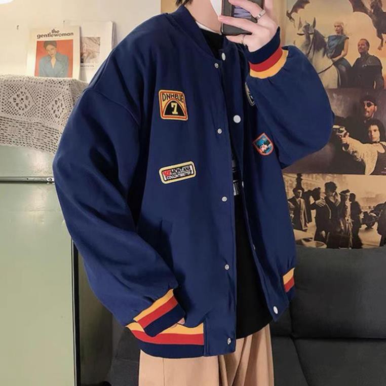 Áo khoác bomber nỉ nam nữ Số 7 form rộng bóng chày unisex phong cách việt bào chất