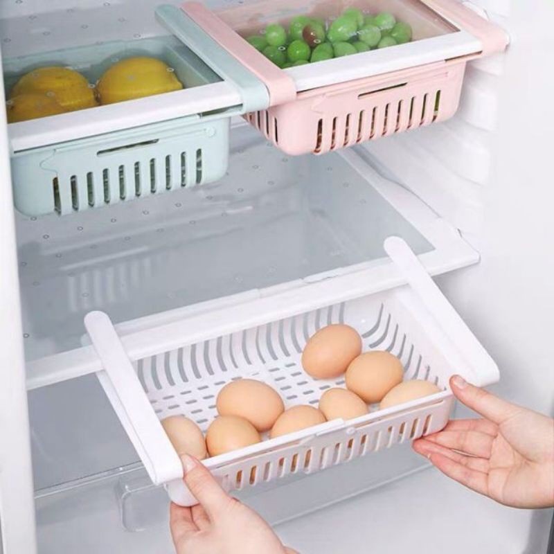 Rổ Nhựa Kéo Dài Đựng Bảo Quản Thực Phẩm Trong Tủ Lạnh Có Thể Mở Rộng Kích Thước