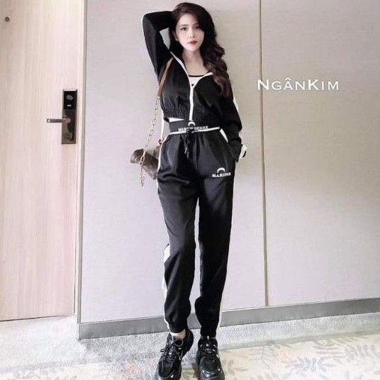 Bộ Thể Thao Ba Món Á́o Khoác Kèm Áo Crotop Trong Đep Suất Sắc💚Freeship💚Sét Thể Thao Cá Tính