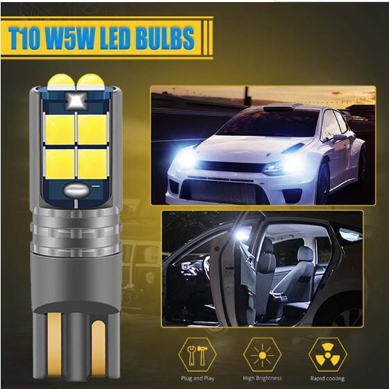 Bóng LED Kevanly 12V-24v 6000K T10 W5W 194 5016 SMD 10SMD 3030 gắn đèn xi nhan/cửa xe/biển số/bảng điều khiển xe ô tô