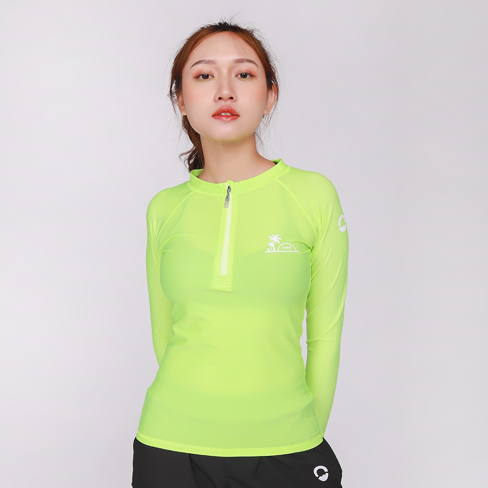 [Mã BMBAU50 giảm 7% tối đa 50K đơn 99K] Áo Bơi Nữ Sobie Zipper Palm Neon Green