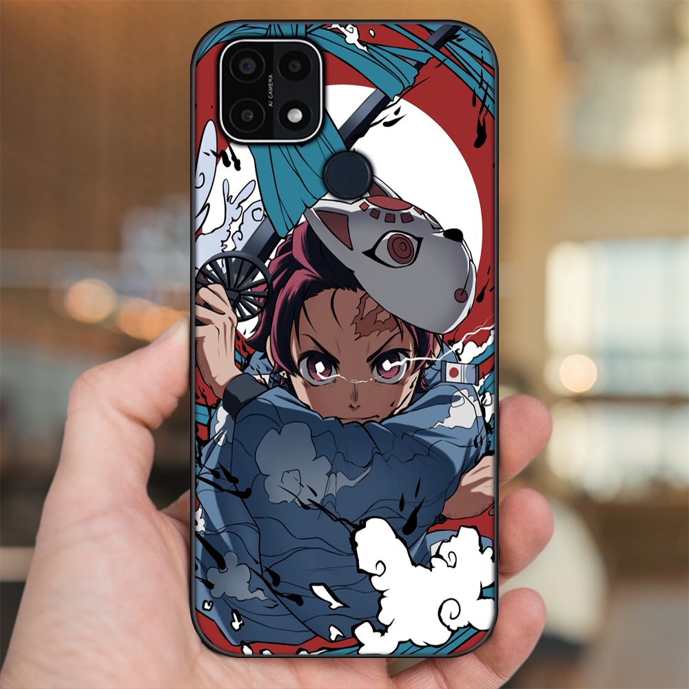 Ốp lưng Oppo A15, A15s viền đen in hình Tanjiro Kimetsu No Yaiba