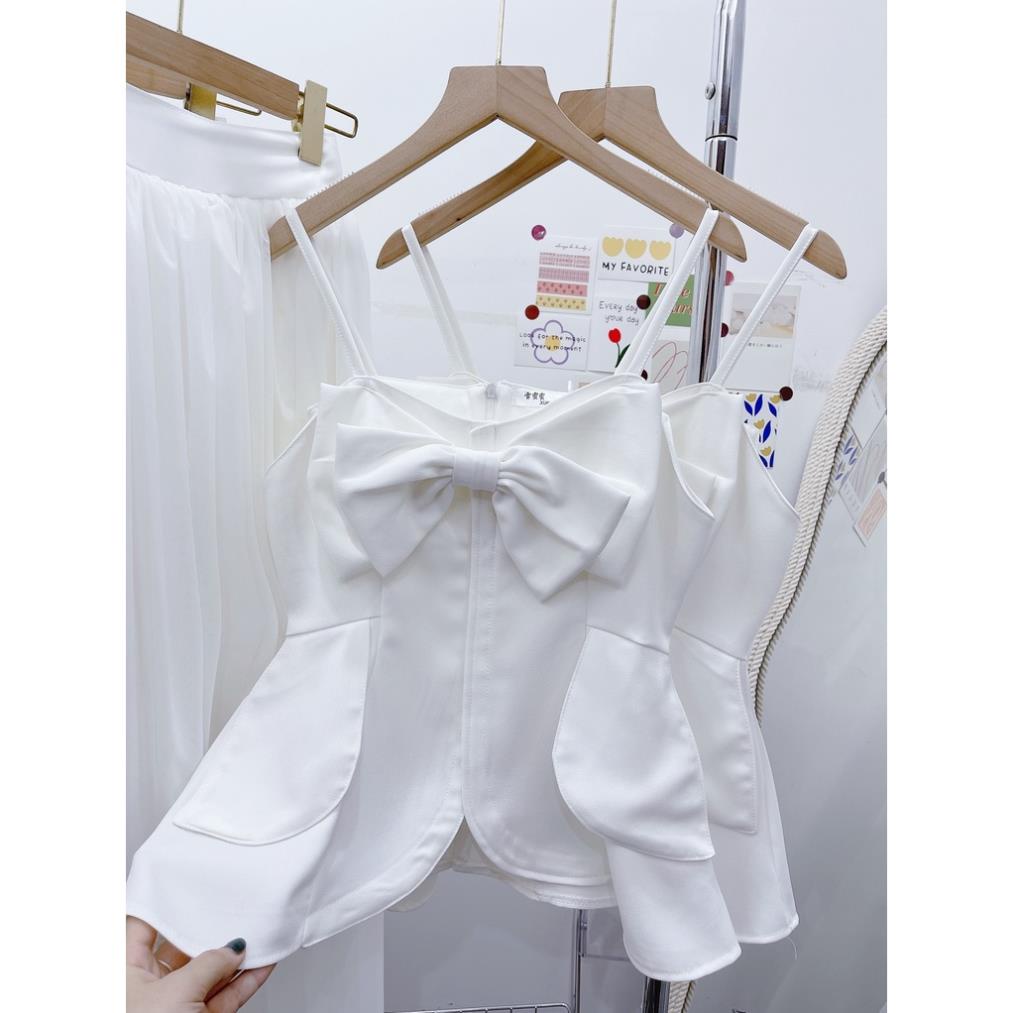 ✔ 𝗙𝗥𝗘𝗘 𝗦𝗛𝗜𝗣  SÉT VÁY PHỐI NƠ TRẮNG THỜI TRANG CÁ TÍNH