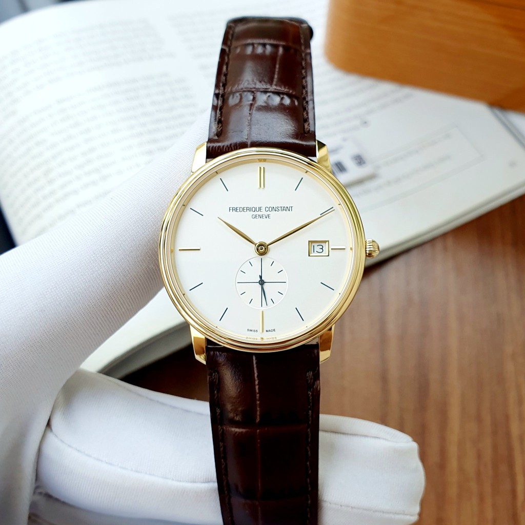 Đồng hồ nam chính hãng Frederique Constant FC Slimline Quartz Gold FC-245V4S5 - Máy Pin Thụy Sĩ - Kính Sapphire