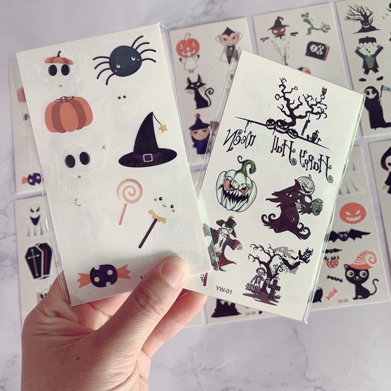 Xăm dán màu hoá trang halloween