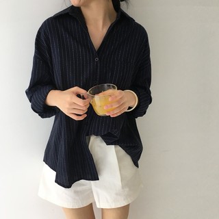 Sơ Mi Nữ Tay Dài Kẻ Sọc