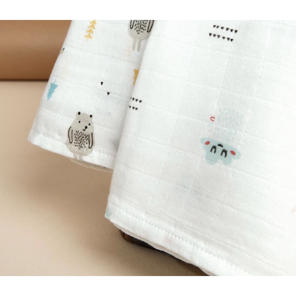 Set 6 khăn sữa bamboo kích thước 30x30 họa tiết trẻ em Uala Rogo