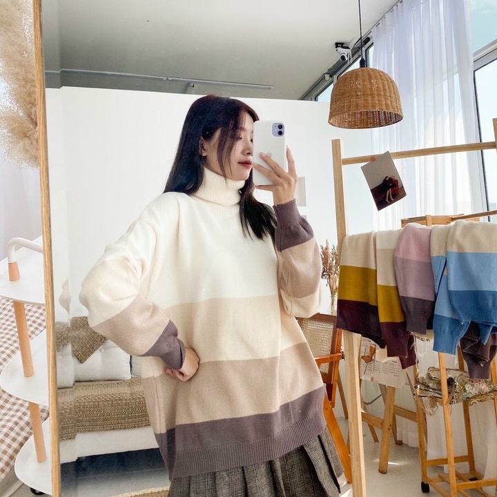 Áo Len Cổ Lọ Pha Màu_Xưởng May Quang Anh
