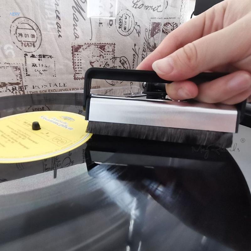 Bàn chải làm sạch bụi đĩa hát Vinyl bằng sợi carbon chống tĩnh điện 2 trong 1