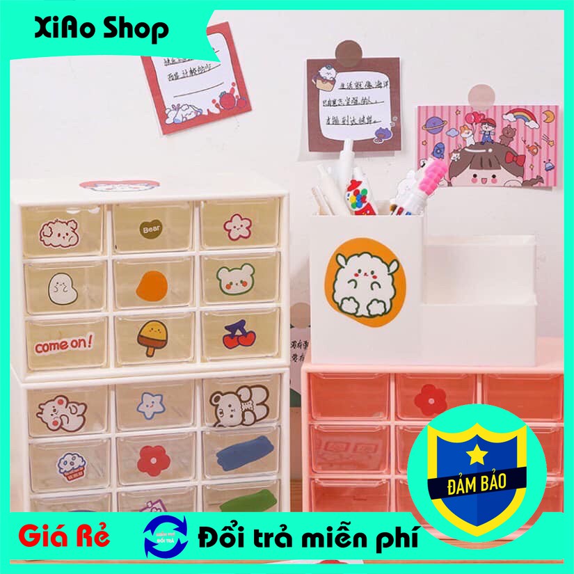 💋💋👍⚡️Kệ Nhựa Đựng Đồ Đa Năng 9 Ngăn Mini để bàn đựng văn phòng phẩm, trang sức, vòng tay, mỹ phẩm(tặng kèm sticker)