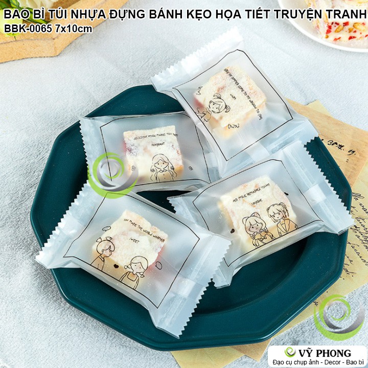 BAO BÌ TÚI NHỰA HÀN MIỆNG 7x10cm ĐỰNG BÁNH KẸO HỌA TIẾT TRUYỆN TRANH PHONG CÁCH HÀN QUỐC BBK-0065