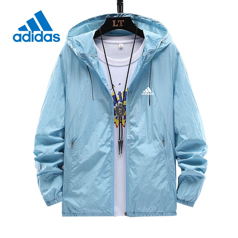 Adidas Áo Khoác Chống Nắng/Tia UV Nhanh Khô Thoáng Khí Có Túi Khóa Kéo Thời Trang Mùa Hè Cho Nam Và Nữ