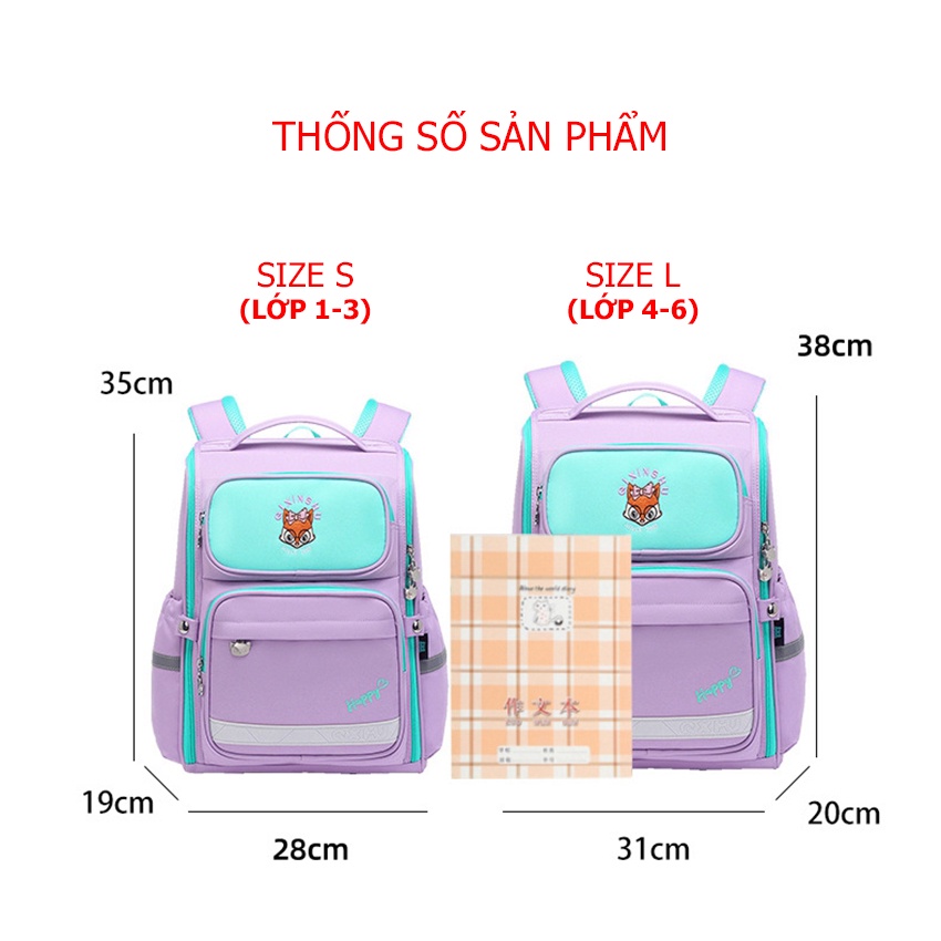 Balo chống gù cho bé tiểu học cặp đi học chống nước cho trẻ em cấp 1 QXHU  PSB112