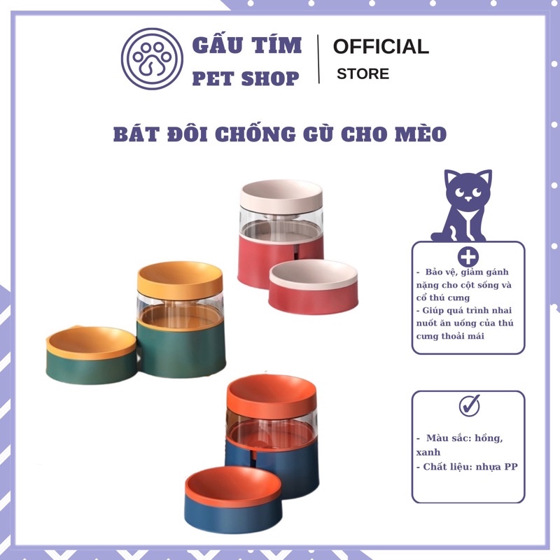 Bát đôi chống gù cho mèo