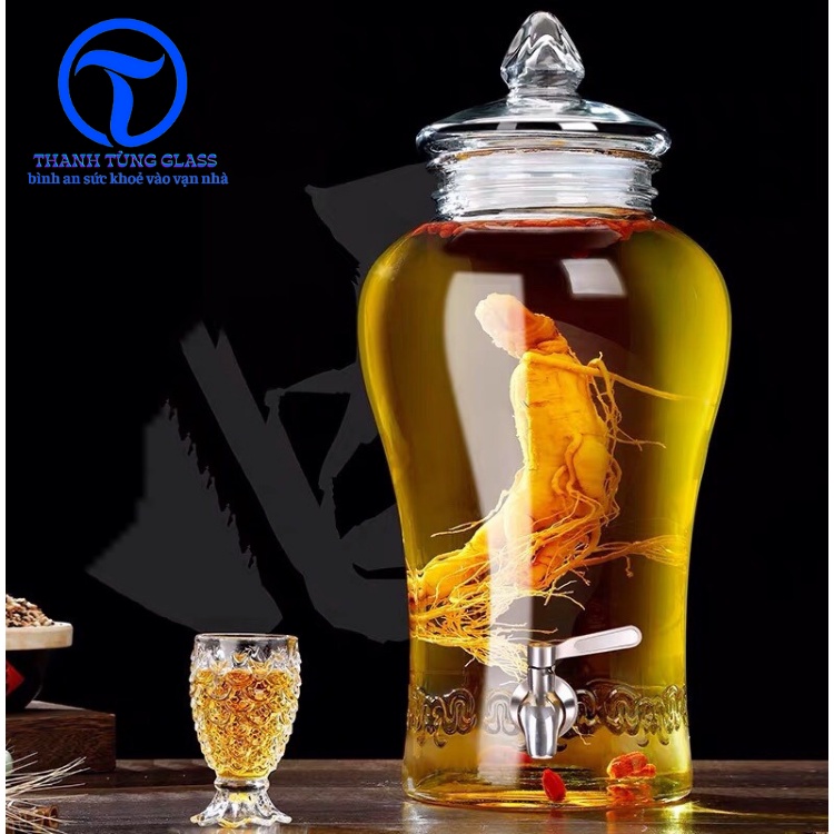 Bình thủy tinh 6 lít sâm chân mây có van & không van