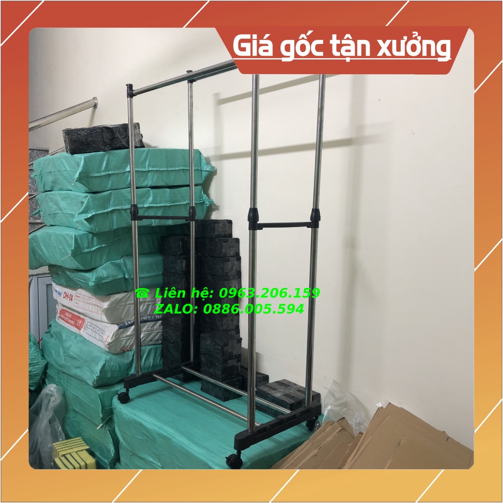 [HOT] Giàn Phơi Quần Áo INOX Lắp Ráp 2 Hàng Tiện Dụng Có Bánh Xe Thông Minh