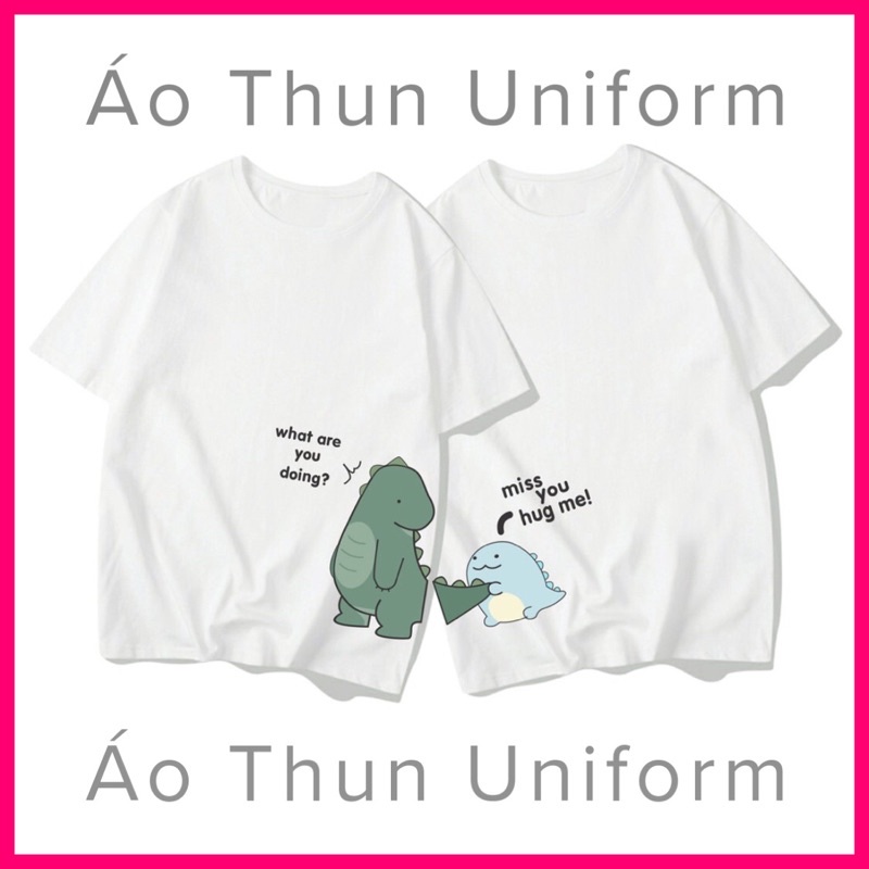 Áo Thun Cặp Đôi Mẫu Khủng Long Chất Cotton co giãn 4 chiều