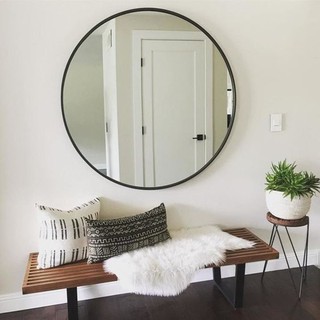 Gương treo tường D50 viền thép đen sơn tĩnh điện