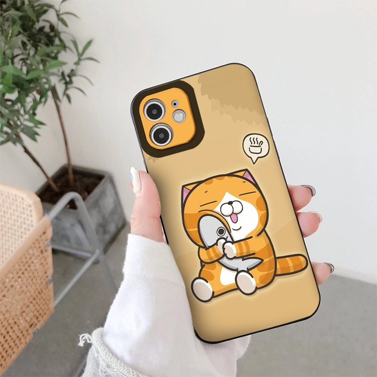 Ốp điện thoại iphone mèo vàng mơ ngủ đáng yêu viền vuông ốp iphone bảo vệ camera x/xr/xs/xsmax/11/12pro/13/6/7/8/plus