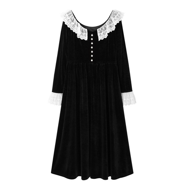 Đầm nhung đen Peacebird