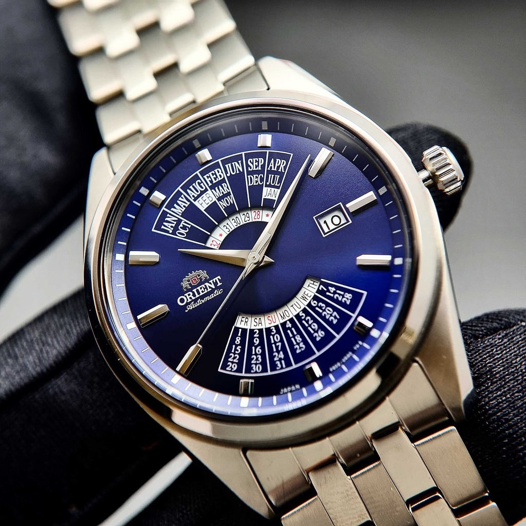 Đồng Hồ Nam  ORIENT LỊCH VẠN NIÊN  RA-BA0003L00C  Automatic Dây Sắt Trắng Mặt Xanh Dương
