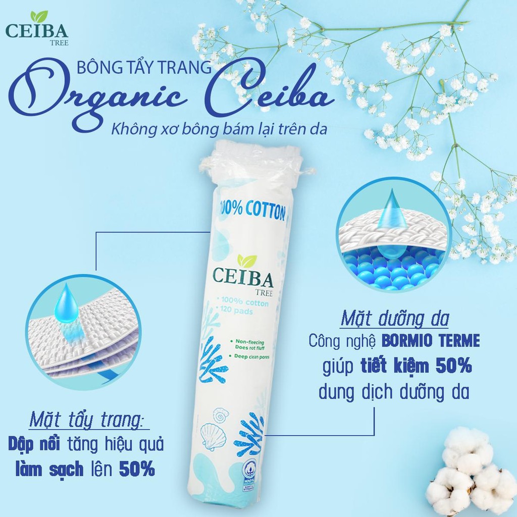 Bông tẩy trang Ceiba 100% cotton organic (80140 Miếng)