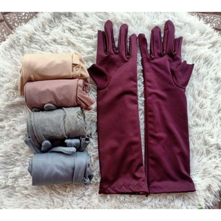 Găng tay chống nắng vải thun trơn bóng size dài GTRONDAI25 TKN