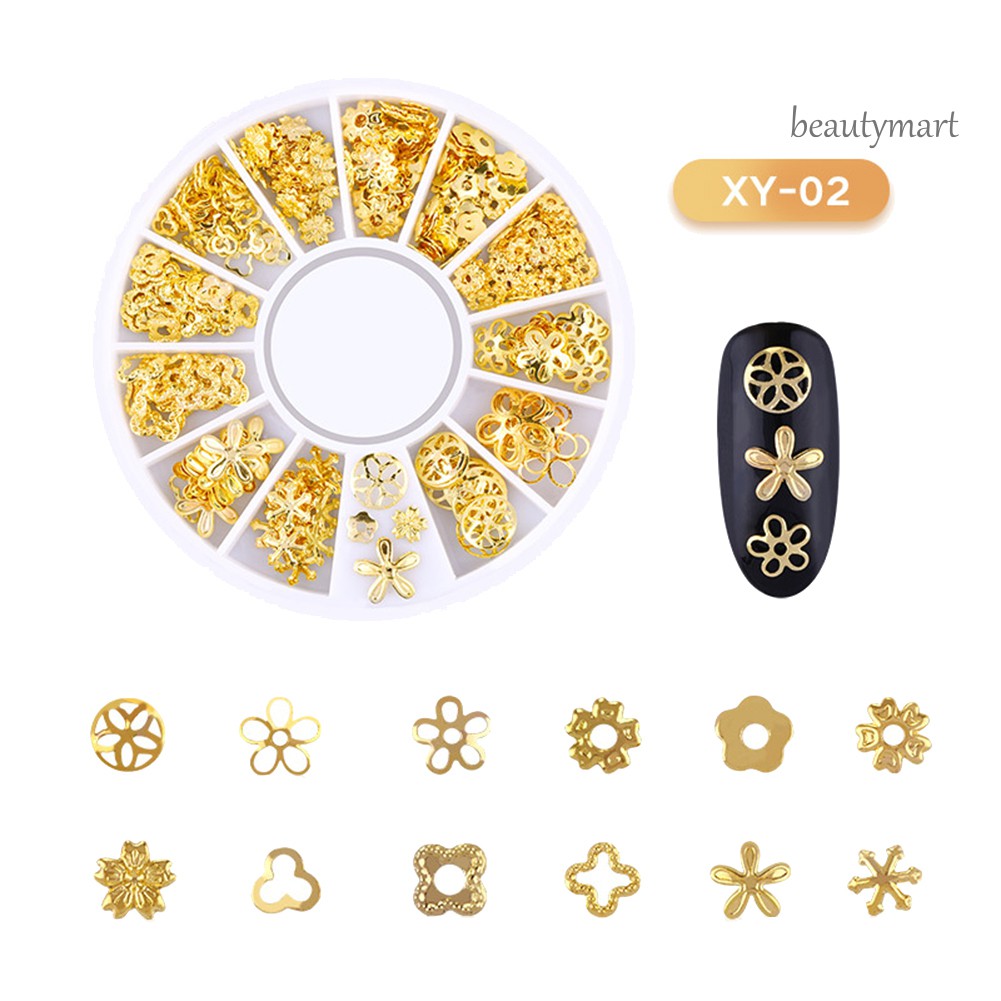 [Hàng mới về] Phụ kiện dán móng trang trí hình mặt trăng/ngôi sao/trái tim/bông hoa 3D bằng kim loại