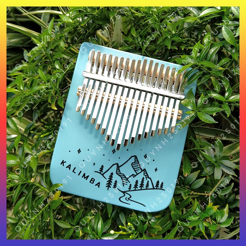 Đàn kalimba 17 phím gỗ nguyên tấm cao cấp âm vang hay có khắc hoạ tiết thiên nhiên tuyệt đẹp - QLBD1316