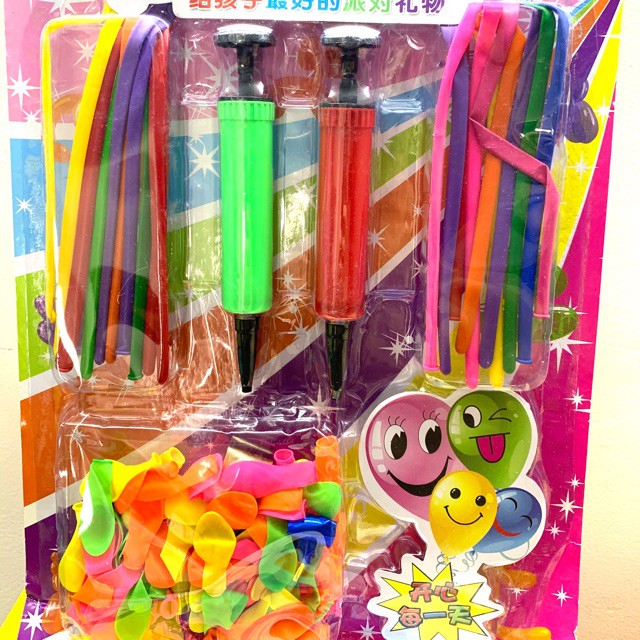 Vỉ Đồ Chơi Bong Bóng Dài Tạo Hình Nghệ Thuật + Dụng Cụ Bơm Dành Cho Bé