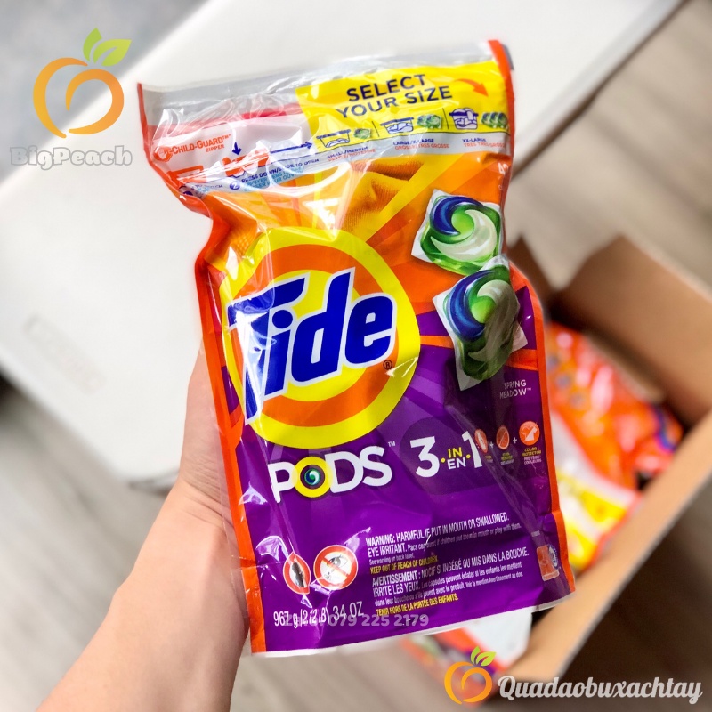 Viên Giặt Quần Áo Tide Mỹ Pods 3 in 1 loại 42 viên bỏ thẳng vào máy giặt tự tan trong nước tiết kiệm tiện lợi